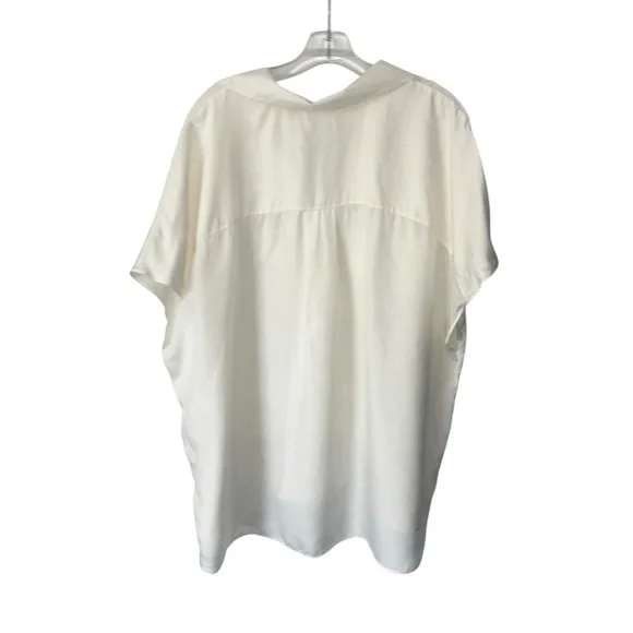 Banana Republic Silk Resort Shirt Cream XXL Women's Button-Up Top - Picture 5 of 7